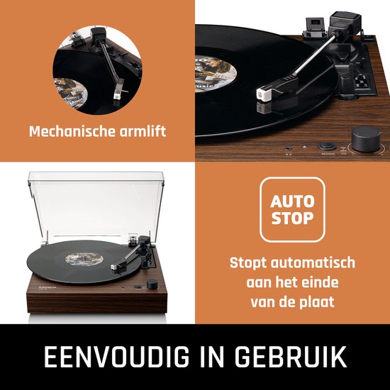Lenco Platenspeler met Bluetooth - Twee ingebouwde Speakers en AT3600L Cartridge - LS-15WD - Hout — afbeelding 2