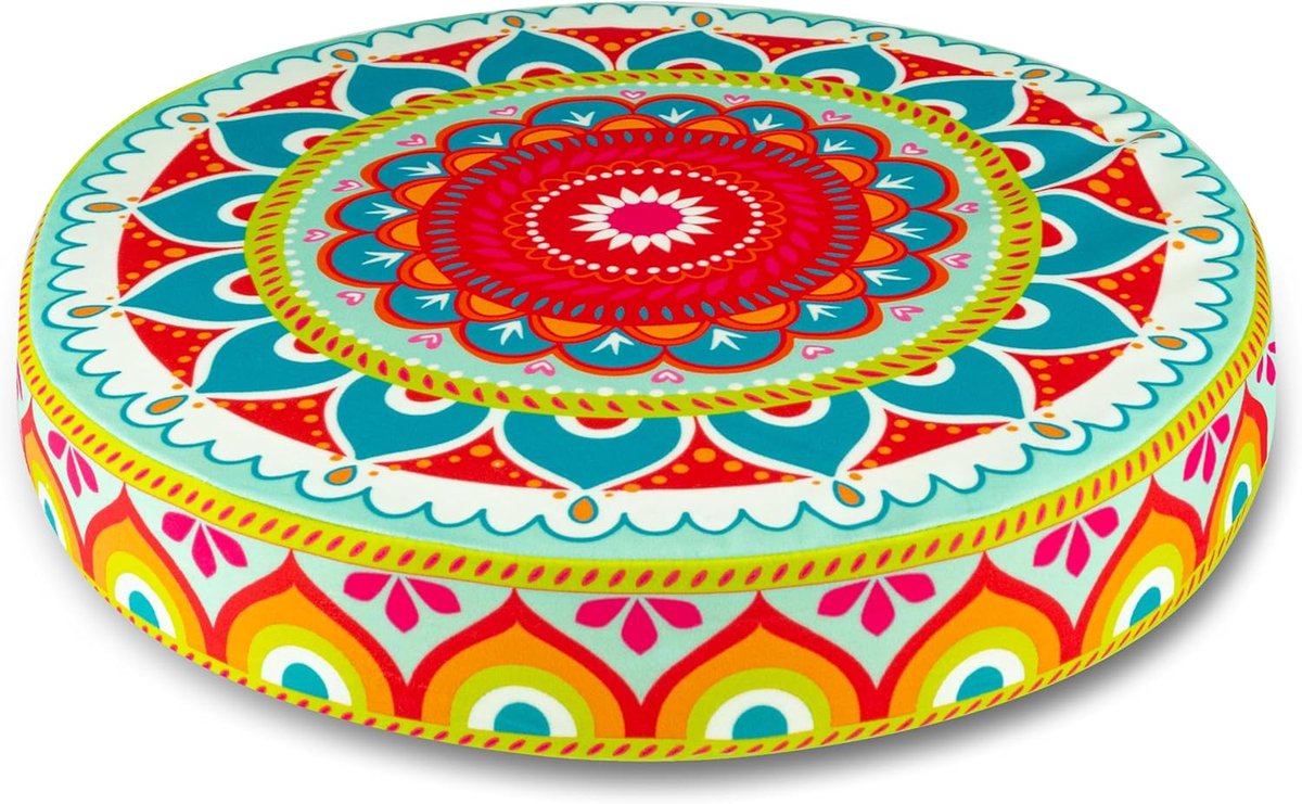 Ibenzoa® Multifunctionele Ronde Zitkussens met Diverse Patronen - Mandala, Bloem & Regenboog Stijl