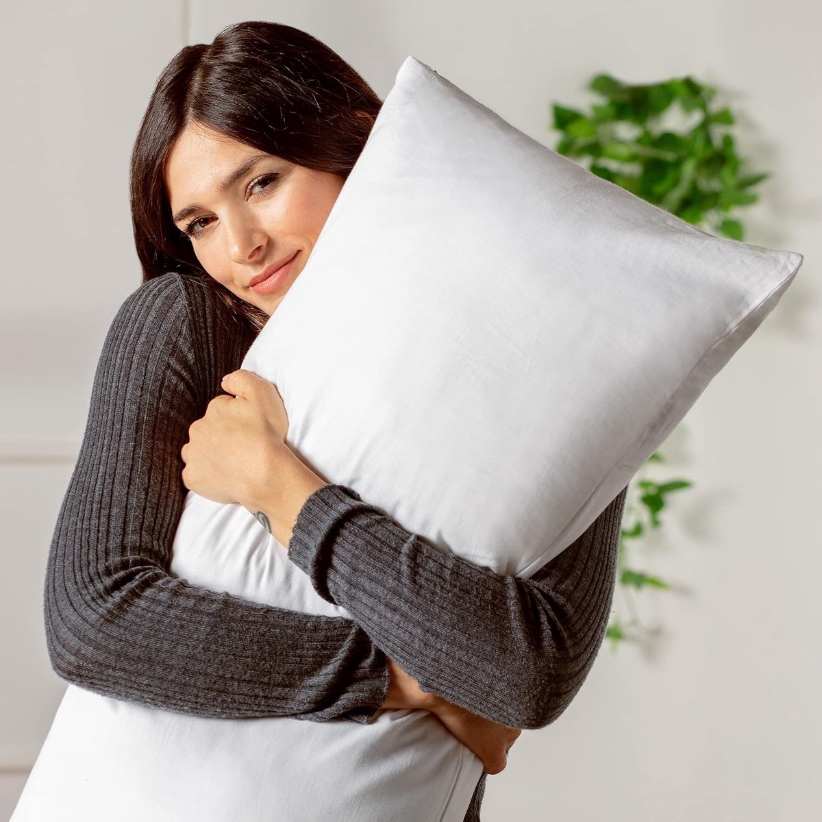 Ibenzoa Premium Zachte Duo: Twee Katoenen Satijnen Kussenhoezen 30x50 cm - Hypoallergeen & Stofdicht wit