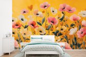 Behang - Fotobehang Bloemen - Veld - Geel - Breedte 600 cm x hoogte 400 cm