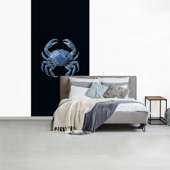 Behang - Fotobehang Krab - Delfts blauw - Dieren - Breedte 120 cm x hoogte 240 cm