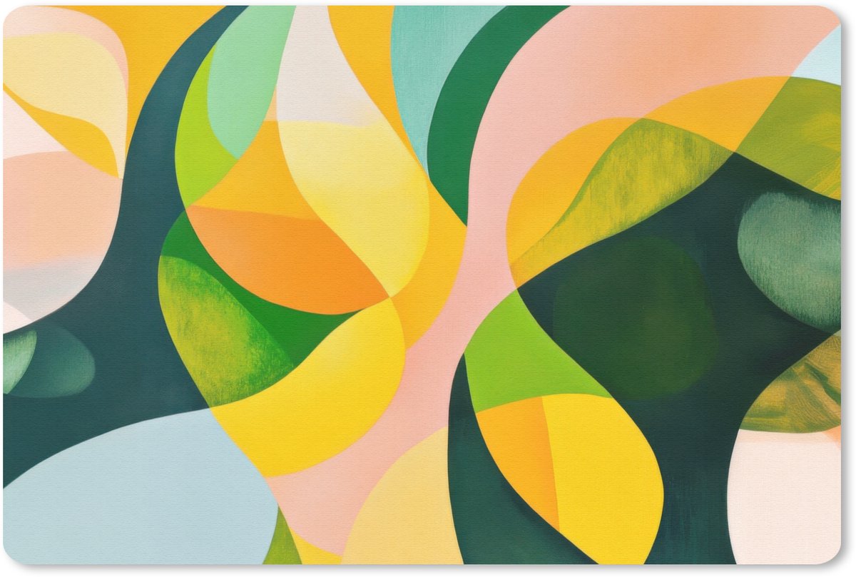 Muismat 27x18 cm - Mousepad Abstract - Geel - Roze - Groen - Muismatten