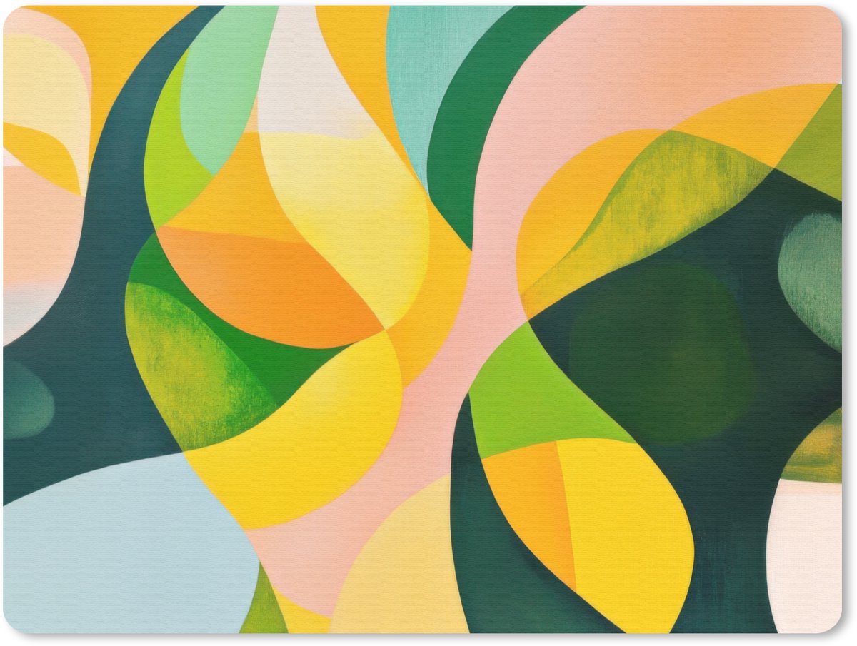 Muismat 23x19 cm - Mousepad Abstract - Geel - Roze - Groen - Muismatten