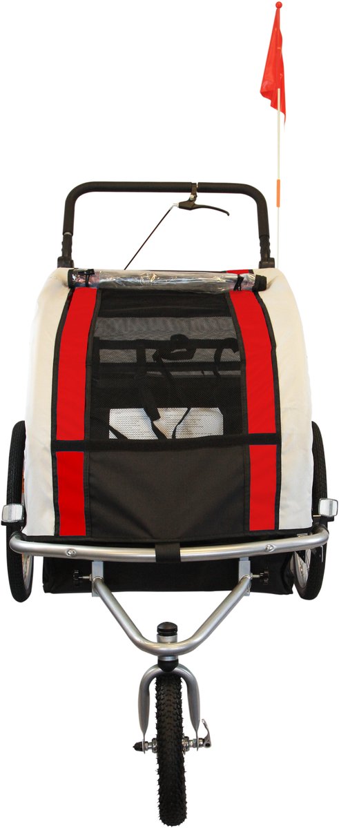 Fietskar voor kinderen met buggyfunctie, schokbrekers en LED-verlichting - Rood