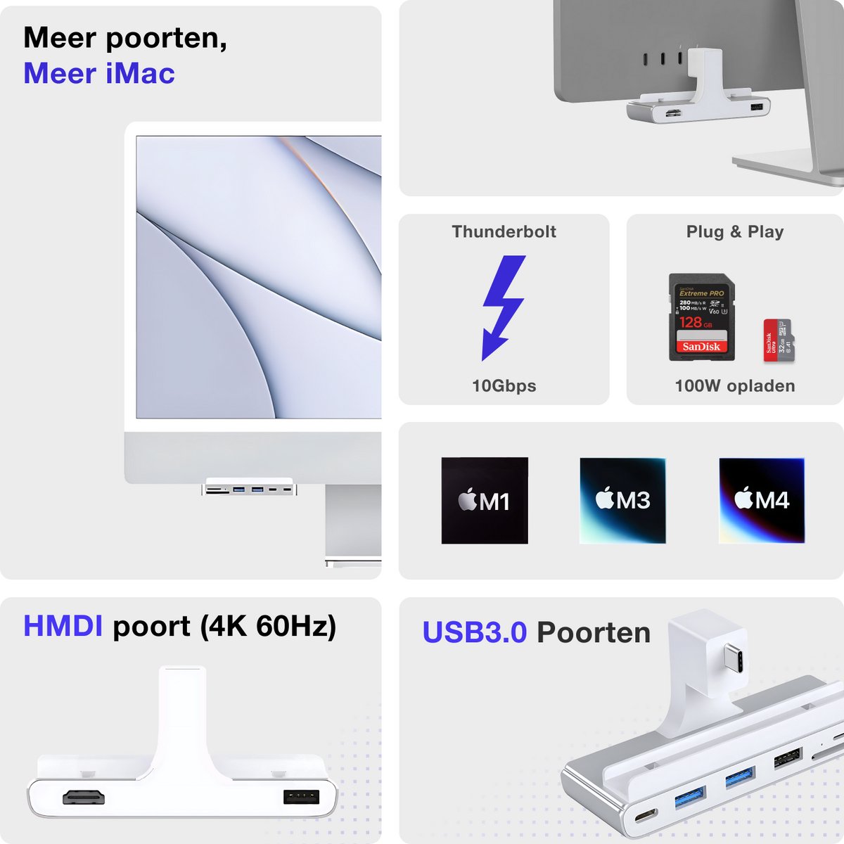 iMounts iMac 24 inch USB-C hub met HDMI thumbnail 2