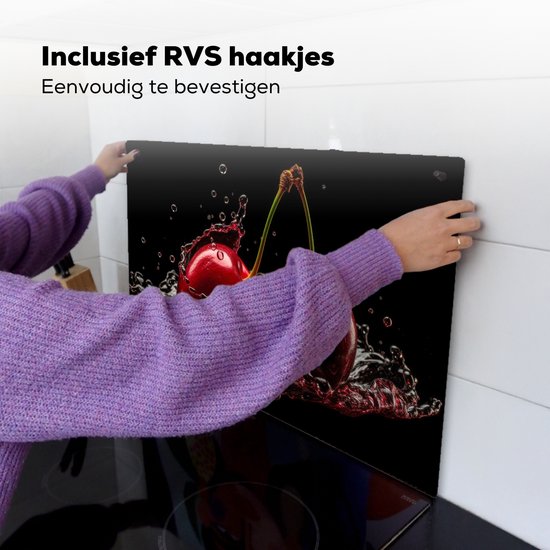 KitchenYeah® Protection plaque induction 75x50 cm - Cerises - Fruits - Eau - Protege plaque de cuisson - Couvre plaque induction - Protecteur d'induction - Cuisine