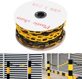 Chaîne de barrière, pour délimiter les zones dangereuses et restreindre l'accès, usage intérieur et extérieur, plastique, jaune/noir, 25 m, 6 mm