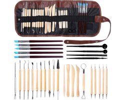 Pottenbakken Gereedschap - 30-delig in etui - Boetseergereedschap - Klei Tools - Boetseer Set - Beeldhouwen - Modelleergereedschap