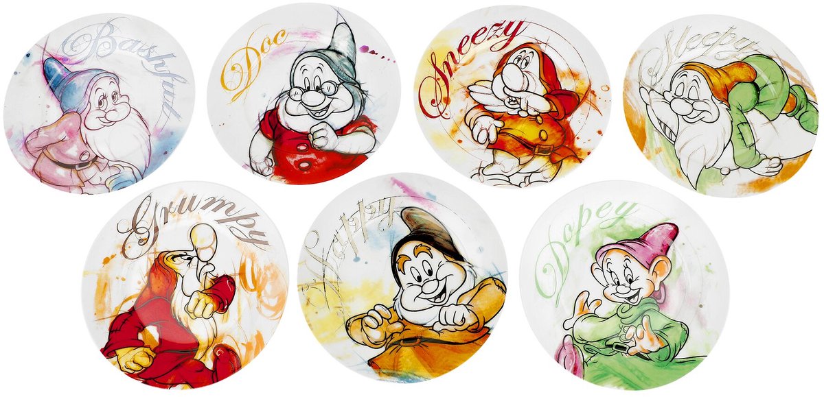 Disney Zeven Dwergen Set 7 dessert borden