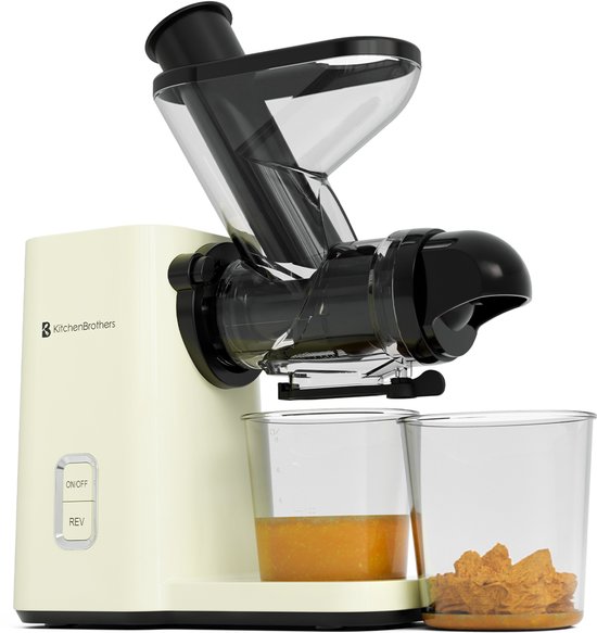 KitchenBrothers Slowjuicer - Mini Juicer - Groenten en Fruitpers - 40 mm en 50 mm invoer - 400 ml - Campagne