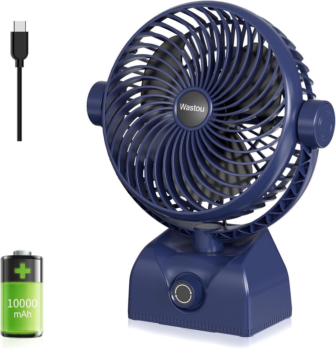 Oplaadbare Tafelventilator met Draaibare Kop en Instelbare Snelheid