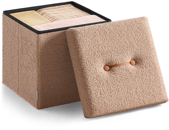 Kruk – Met Opbergruimte – 38 x 38 x 38 cm – Camelbruin – Handige Zitting