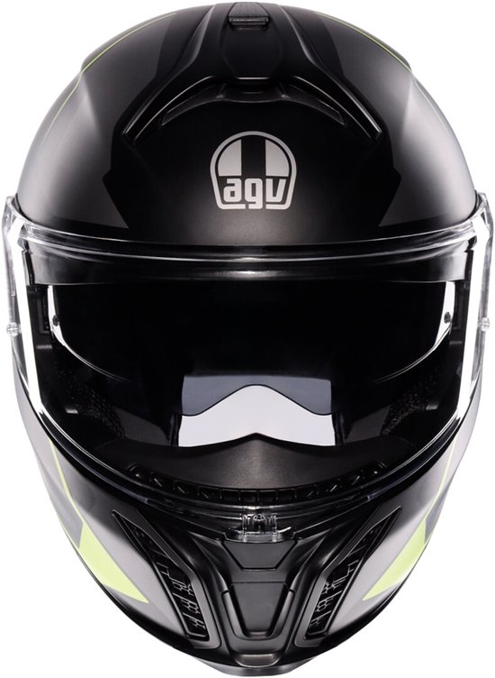 Casque moto AGV Tourmodular Perception noir mat jaune fluo casque système XL
