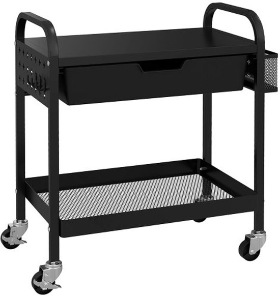 HOMCOM trolley 3-laagse keukenwagen met lades en mand