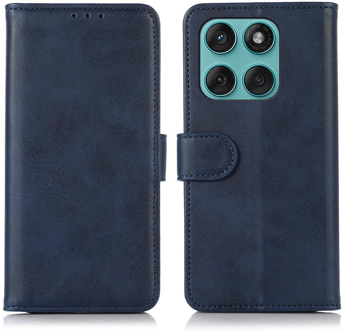 Mobigear Telefoonhoesje geschikt voor Motorola Edge 60 Fusion Hoesje | Mobigear Wallet Bookcase Portemonnee | Pasjeshouder voor 3 Pasjes | Telefoonhoesje voor Pinpas / OV Kaart / Rijbewijs - Blauw
