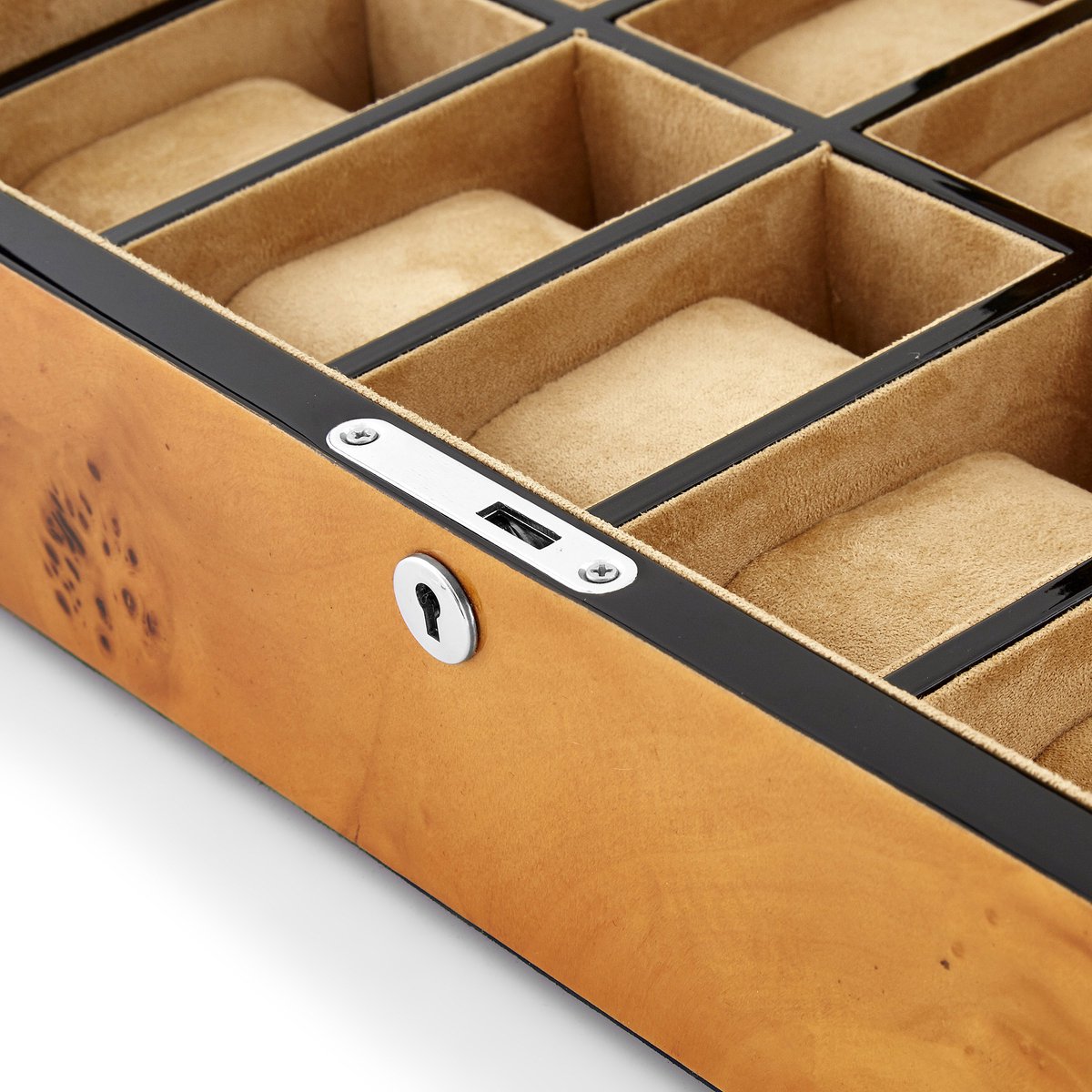 Houten horlogedoos met Kompasmotief - 12 Horloges