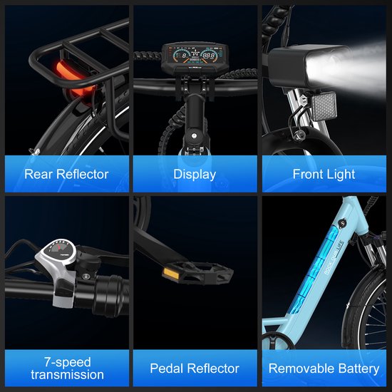 RCB G6 Elektrische Fiets - 27.5 Inch - 250W - 36V 13Ah -7 versnellingen- met App en NFC - blauw van RCB — afbeelding 2