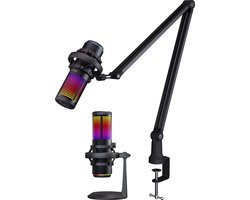 PREYON Osprey Scream - Gaming Microfoon - PC-Gaming Met Flexibele Arm - RBG - Gaming - Podcast - Streaming - Zwart