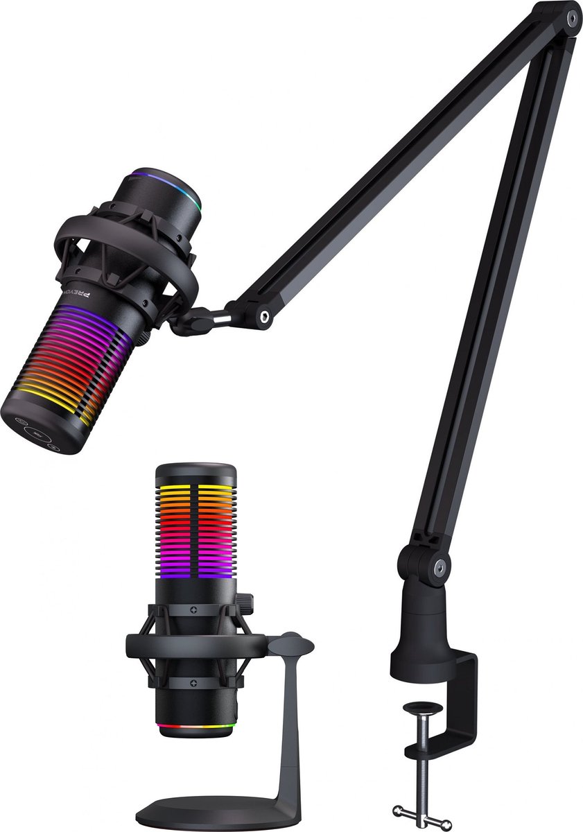 PREYON Osprey Scream - Gaming Microfoon - PC-Gaming Met Flexibele Arm - RBG - Gaming - Podcast - Streaming - Zwart