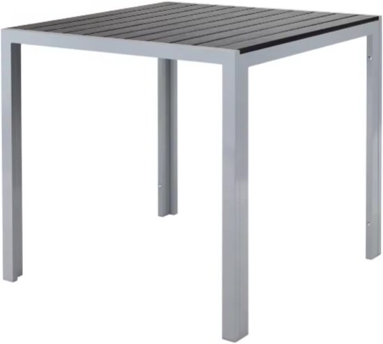 WOLTU Tuintafel, Eettafel voor 8-10 Personen, Houtlook, Weerbestendig Aluminium en WPC, voor Buiten, Balkon, Terras, Patio, 116x70x74cm