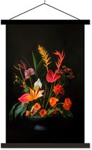 Posterhanger incl. Poster 40x60 cm - Schoolplaat - Schaal - Boeket - Bloemen - Textielposter - Zwarte latten