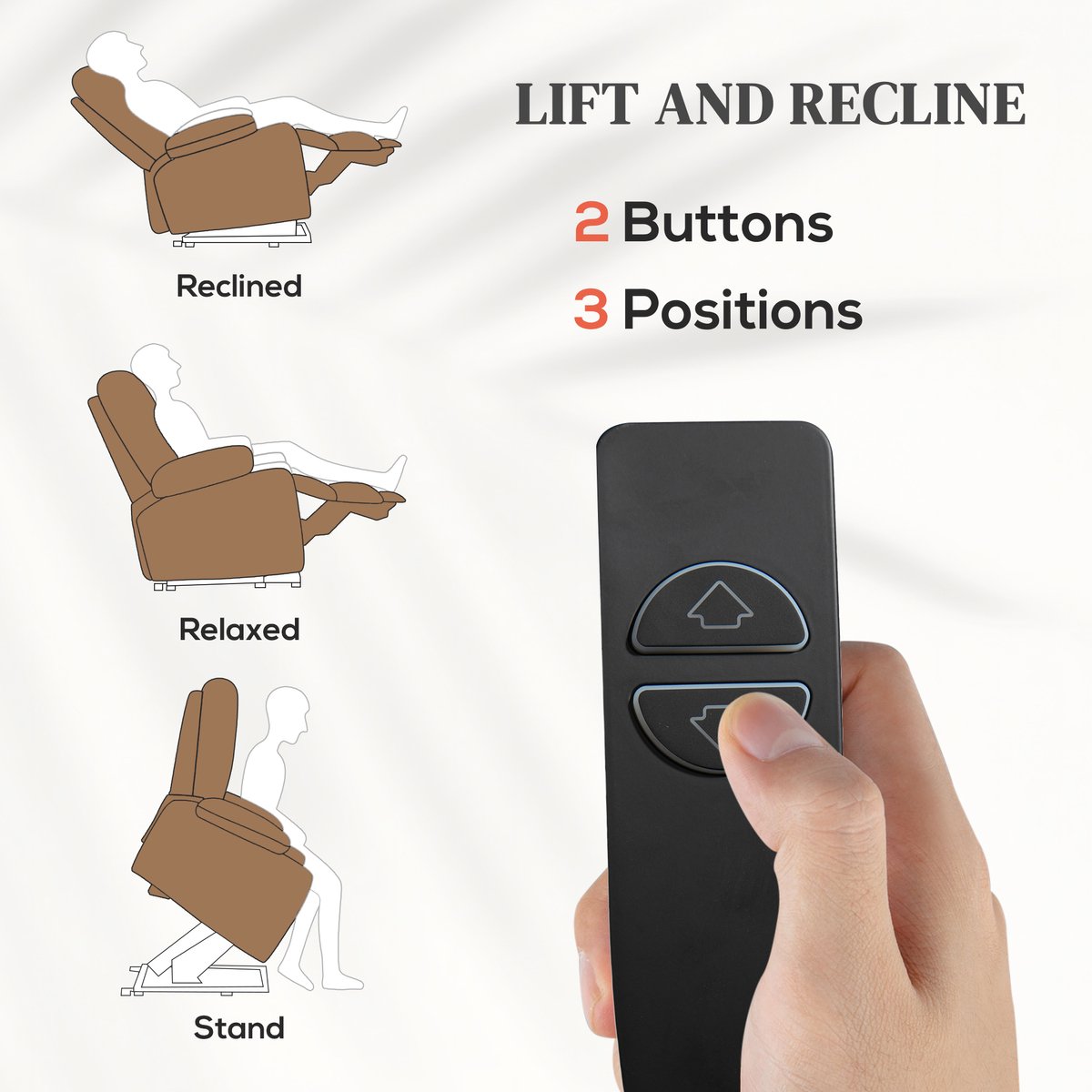 HOMCOM Fauteuil met Sta-op- en Massagefunctie Bruin - afbeelding 3