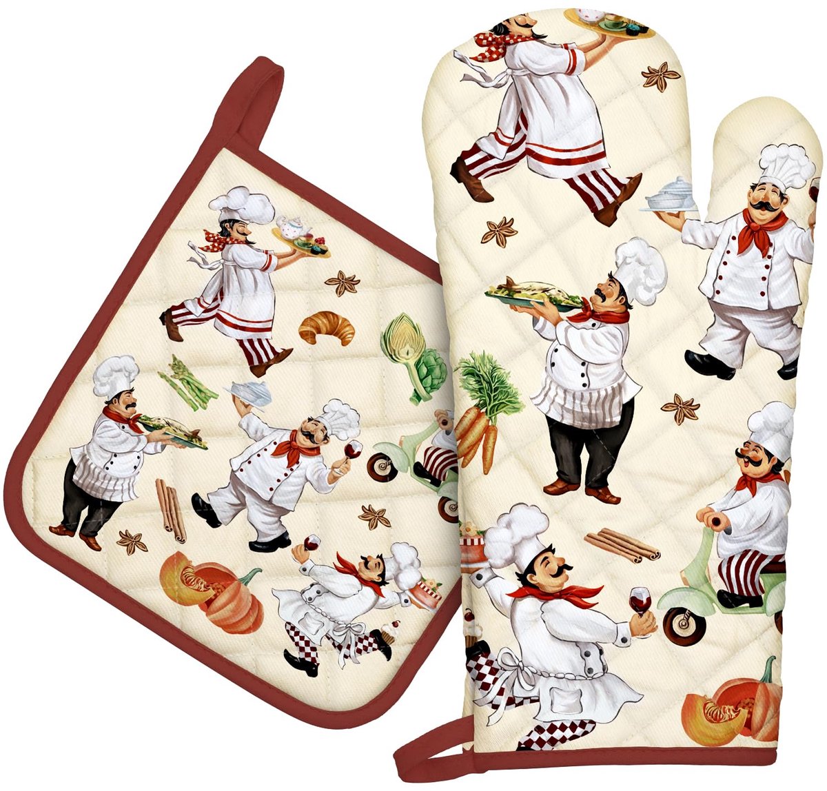 Unyqoos® Hoogwaardige Katoenen Ovenwant en Pannenlap Set voor Veilige Keukenervaring