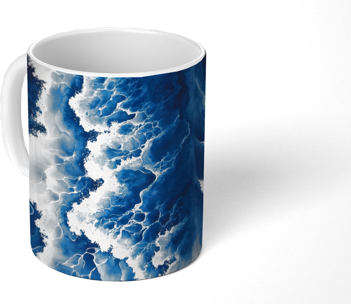 Mok - Koffiemok - Golven - Blauw - Schuim - Mokken - 350 ML - Beker - Koffiemokken - Theemok