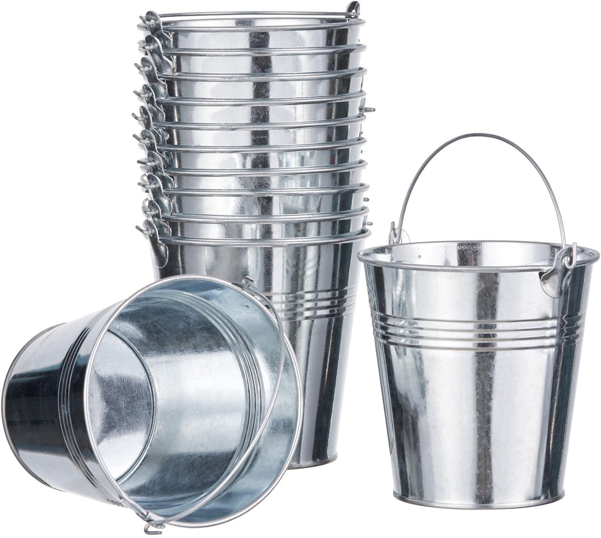 Ibenzoa® Set van 12 Mini Metalen Emmers voor Decoratie en Snacks - Compact en Veelzijdig Ontwerp