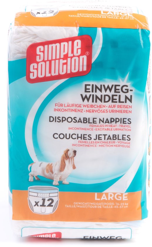 Simple Solution Wegwerp Honden Luier - LARGE 12 ST 45-57 CM