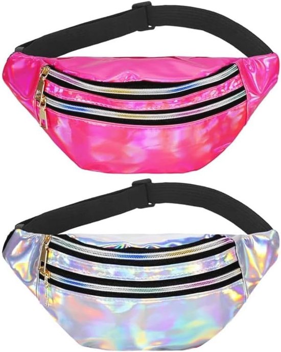 Heuptas, modieus, waterdicht, metallic, heuptas voor vrouwen en mannen, party, festival, sport, outdoor, reizen, zilver, 32 x 13 2 cm, Heuptas