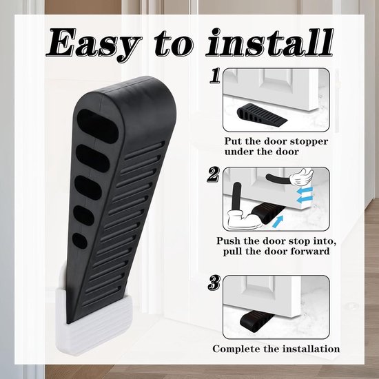 Deurstoppers 4 stuks, extra grote rubberen deurwiggen, zware zwarte deurwigstoppers voor vloer, antislip grote deurstoppers voor terras, buiten, huizen, kantoren, garage Deurstoppers 4 stuks, extra grote rubberen deurwiggen, zware zwarte deurwigstoppers voor vloer, antislip grote deurstoppers voor terras, buiten, huizen, kantoren, garage
