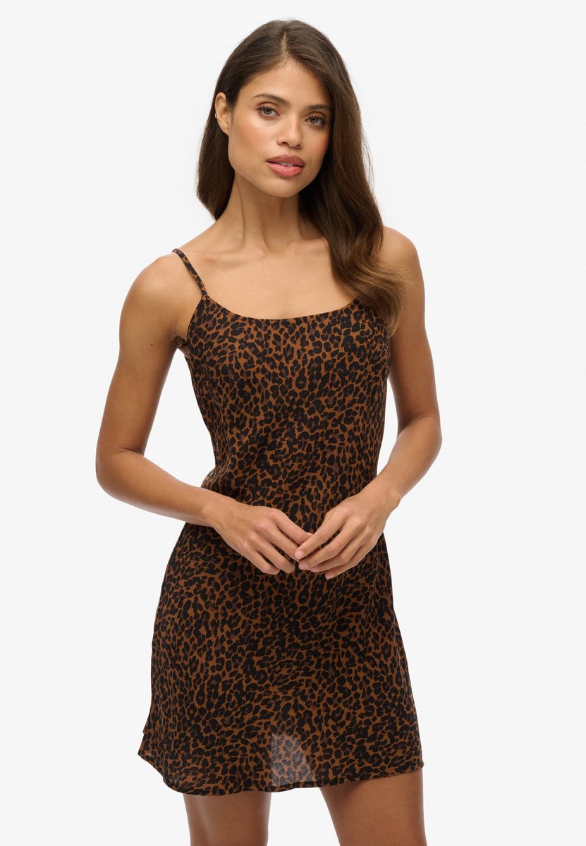 Superdry Mini-slipdress met schuine snede Dames Jurken Leona Leopard