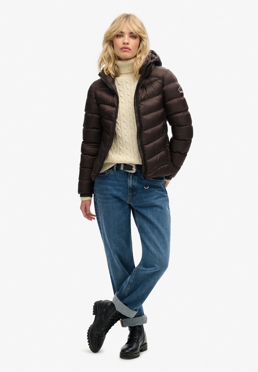 Superdry Hooded Fuji Padded Jacket Dames Jas Dark Oak Bruin