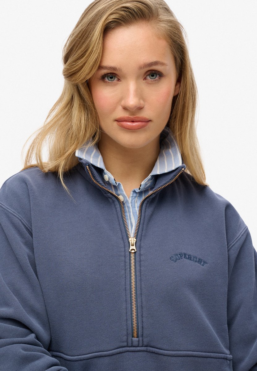 Superdry Essential oversized sweatshirt met halve rits en logo Dames Truien Marineblauw