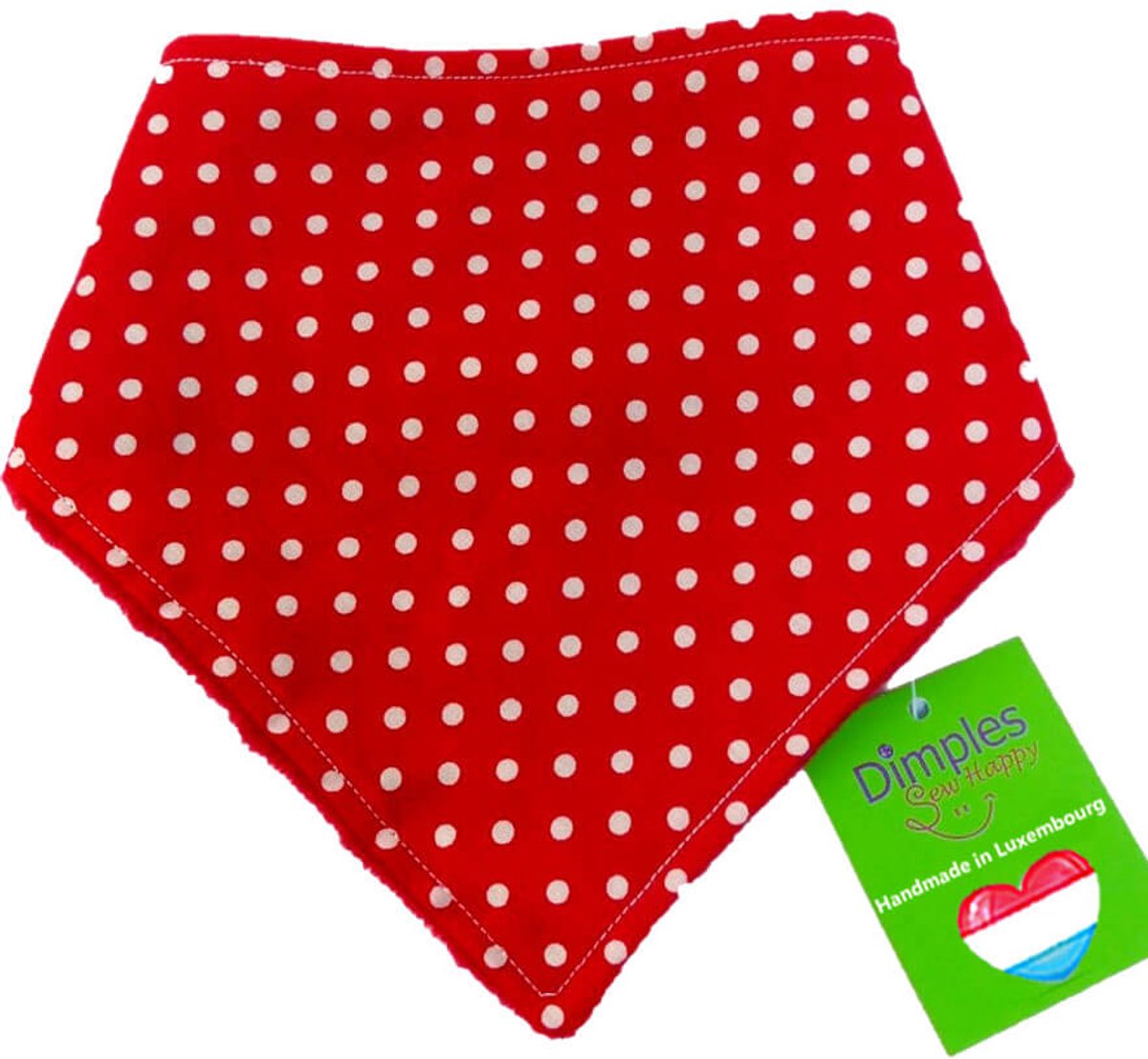 Rode hondenhalsdoek met stippen - DIMPLES 60cm XXL hondensjaal hondenbandana met comfortabele drukknopen
