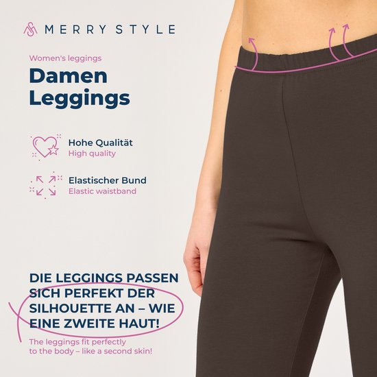 Merry Style MS-MS10-199-LE Dames Capri Leggings - Sport - Vrijetijdsbroek - 3/4 Lengte - Katoen - Sporbroek - Yogabroek - Bruin - L