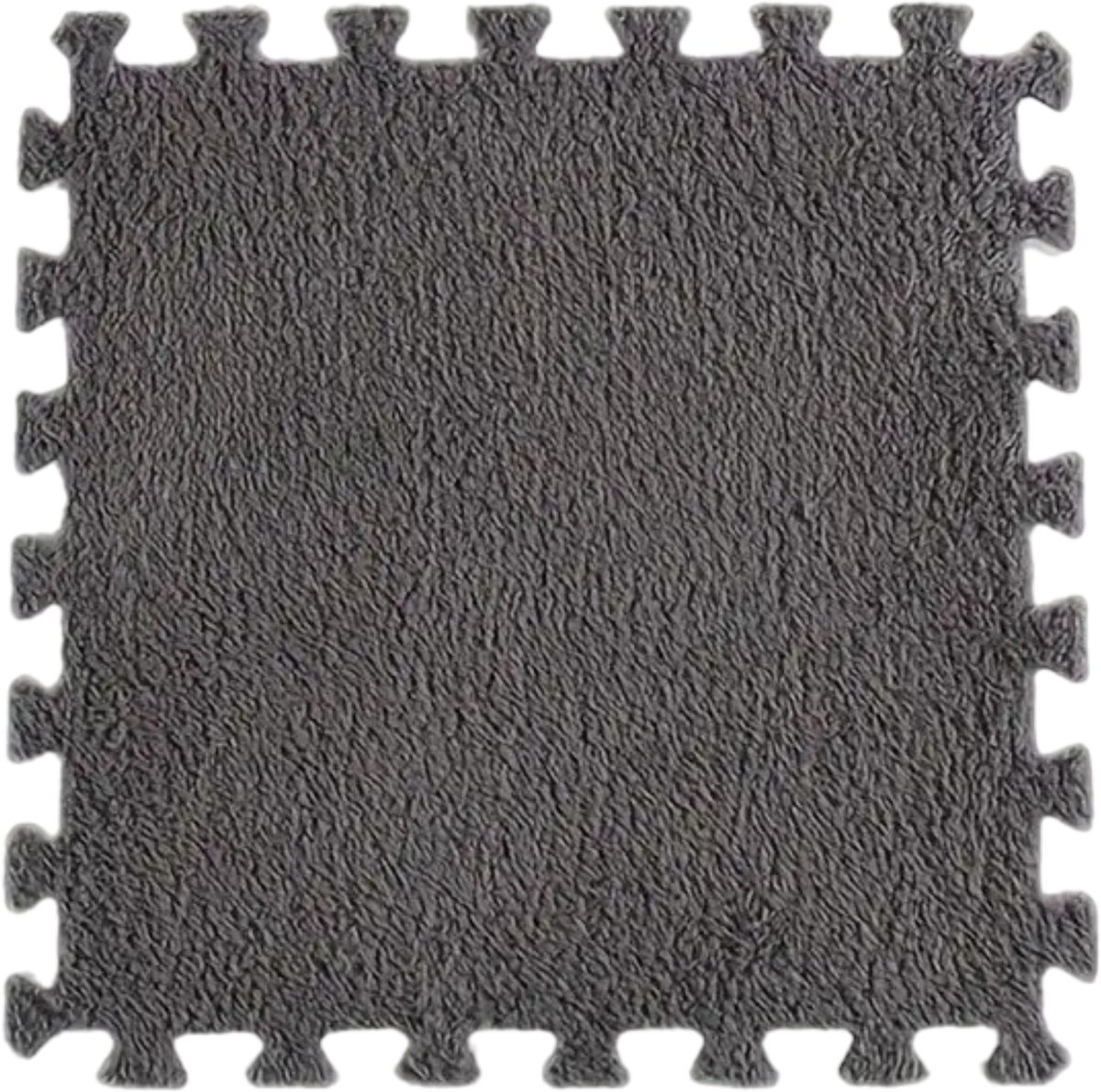 Jojoy - 10 Stuks Tapijttegels - Speelmat - Kruipmat - Tapijt Tegels - Vloermat - Vloerbedekking - Pluche - Grijs - 30x30CM - FLUFFTILE