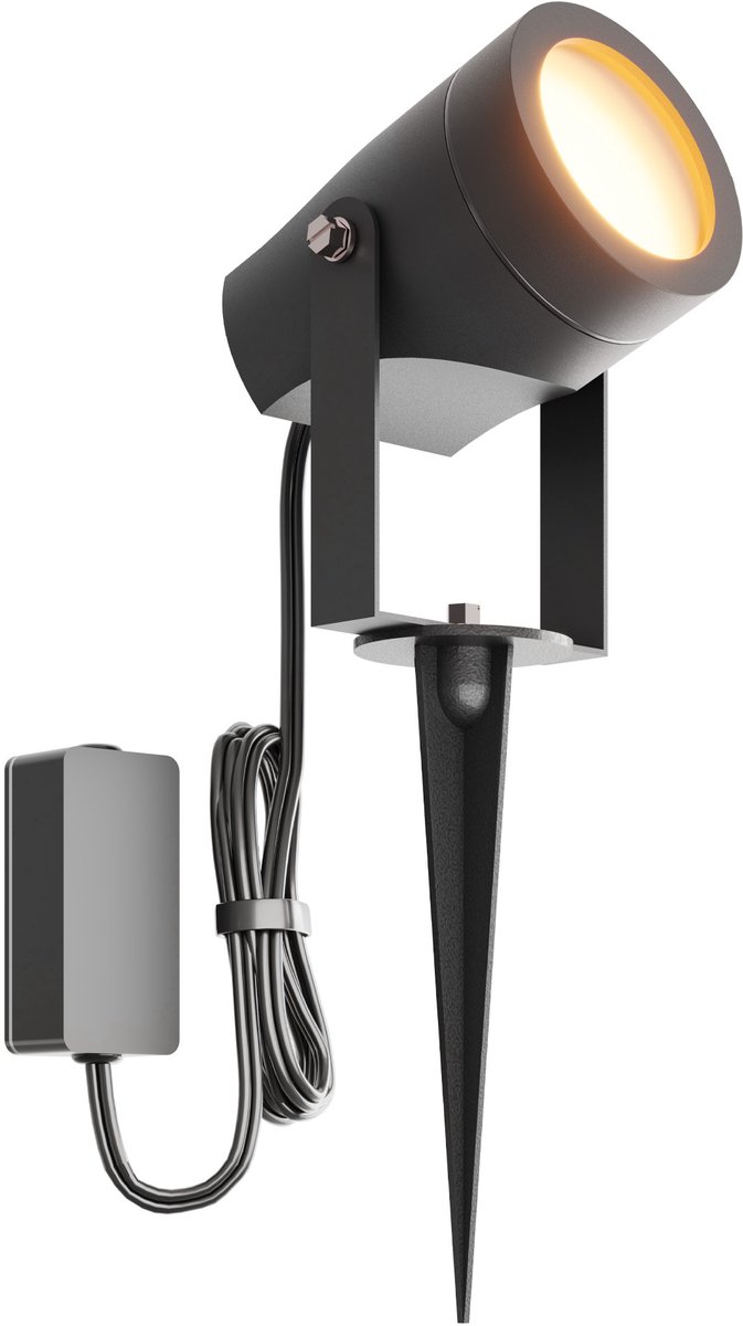 Ledvion - LED Prikspots, Zwart, IP44, 1W, 3000K, 1M Kabel, Tuinspots Buiten