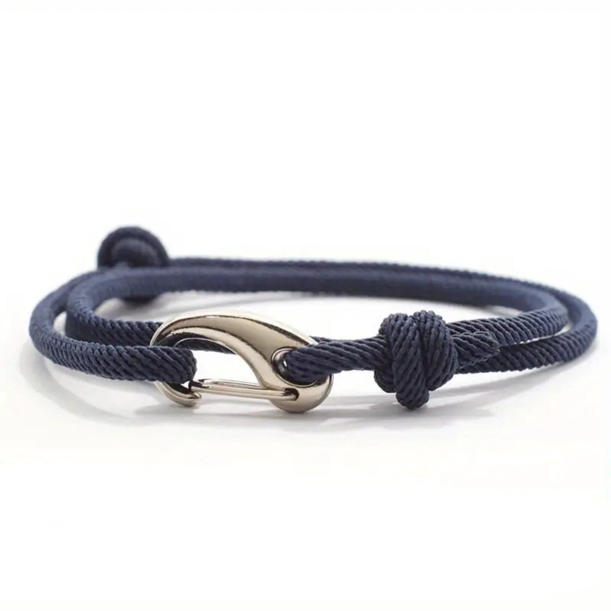 Nivard Armband - Staal - Nep Zilver - Heren - Marineblauw