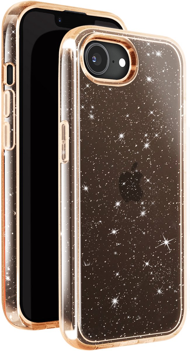 Avizar Glitter case Geschikt voor Apple iPhone 16e Hybride Design Glamour, Goud