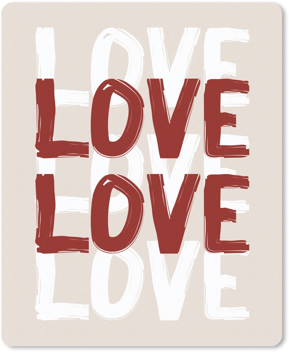 Muismat 19x23 cm - Mousepad Love - Rood - Tekst - Muismatten