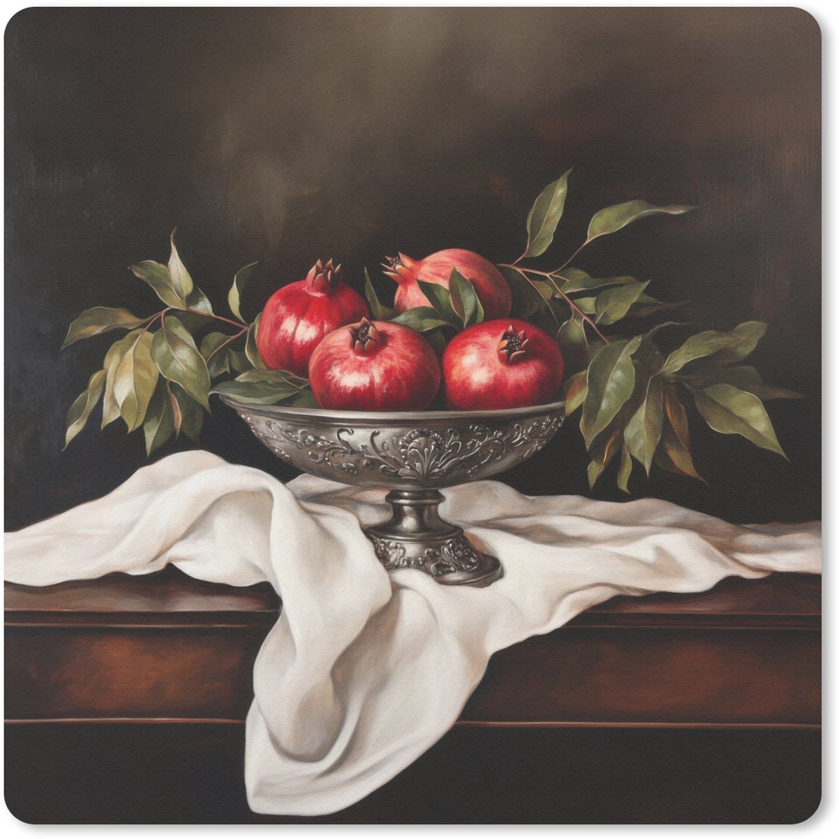 Muismat 30x30 cm - Mousepad Granaatappels - Klassiek - Vintage - Muismatten
