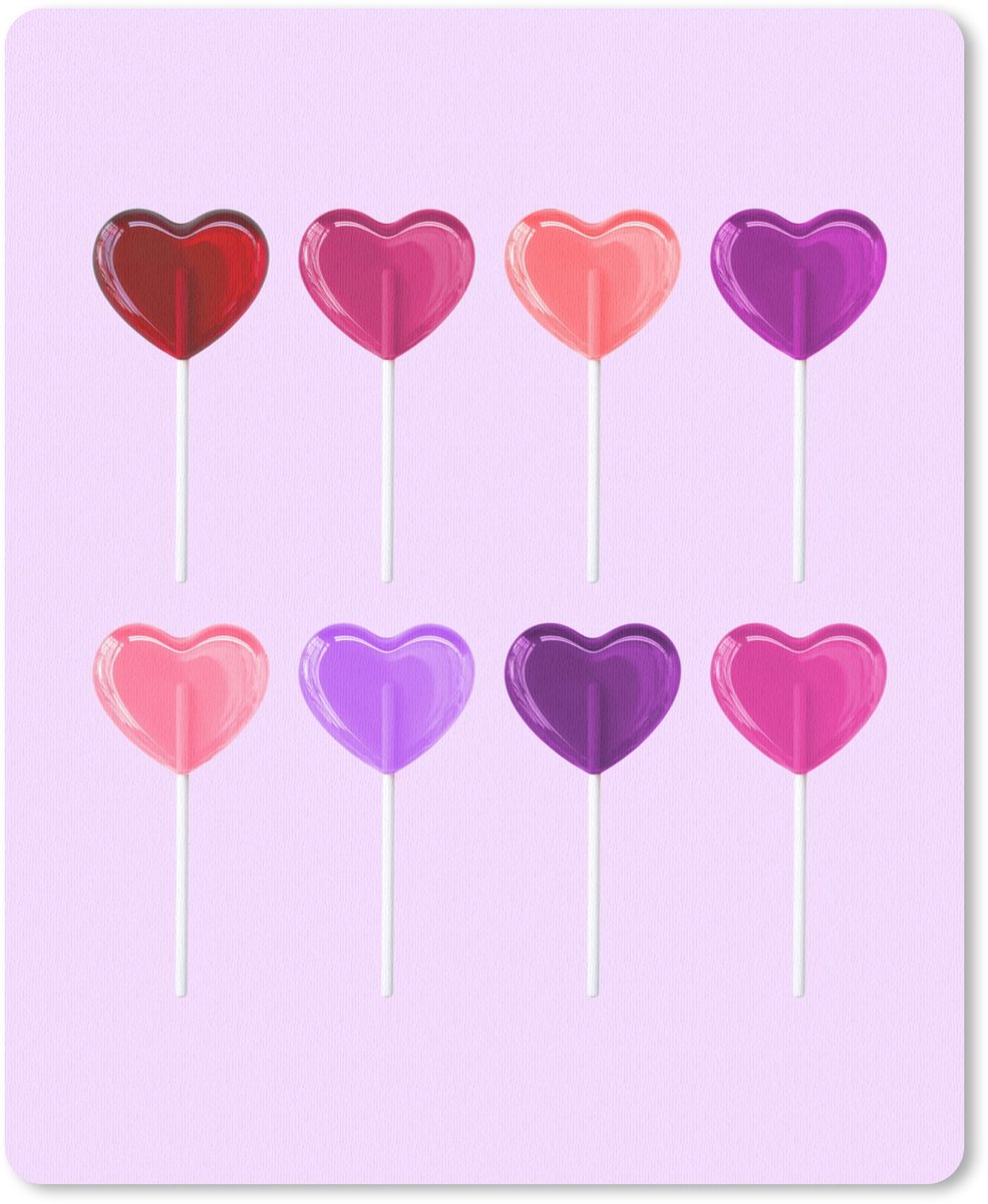Muismat 19x23 cm - Mousepad Lolly - Hart - Roze - Snoep - Muismatten