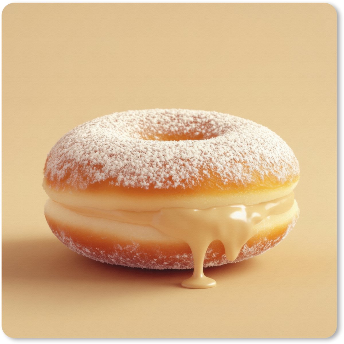 Muismat XXL 50x50 cm - Bureau onderlegger - Bureau mat Donut - Romig - Poedersuiker - Beige - Bureaumat - Gaming mousepad xl - Bureaulegger groot - Computer deskmat