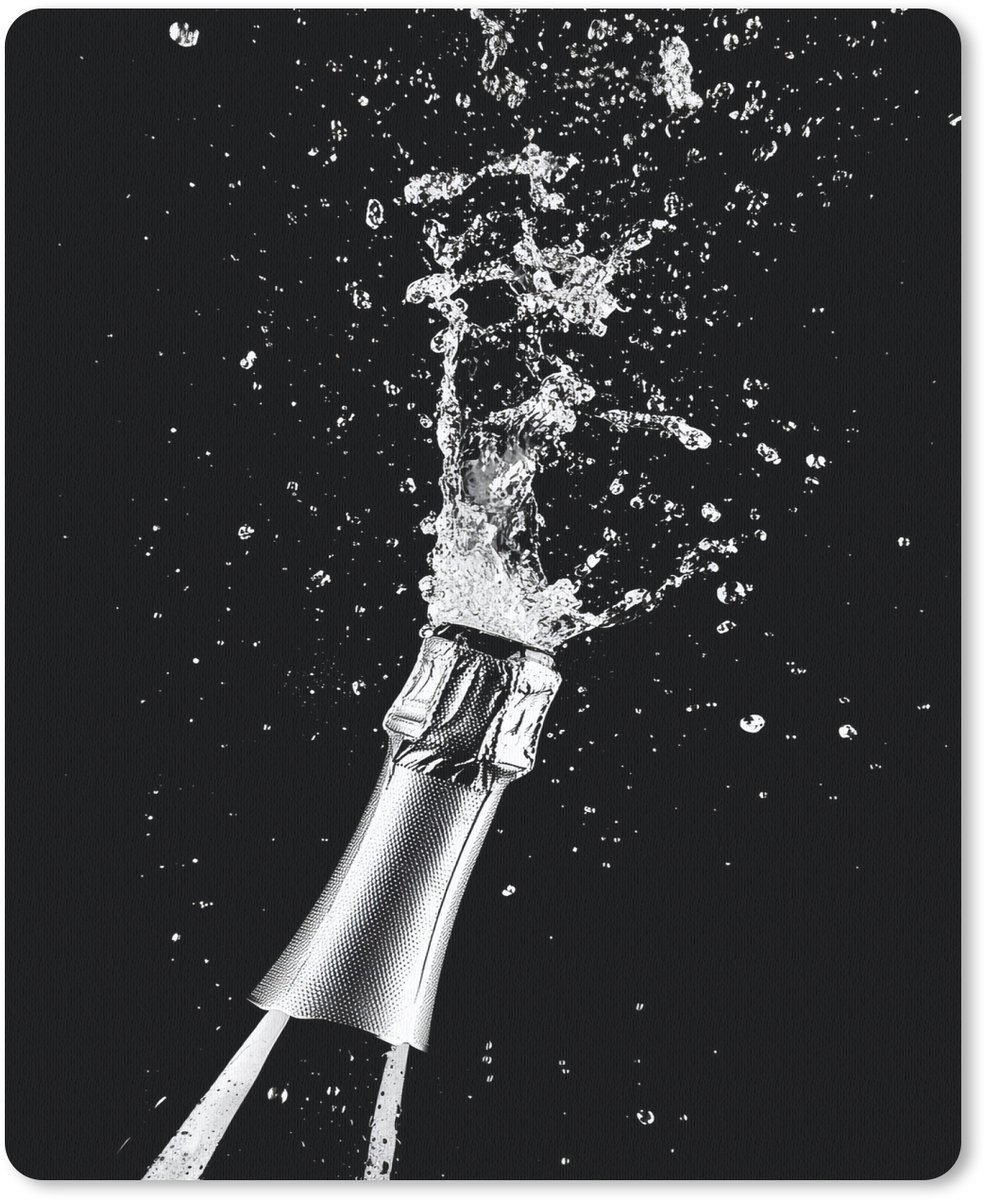 Muismat 19x23 cm - Mousepad Champagne - Zwart - Spetters - Popping - Muismatten