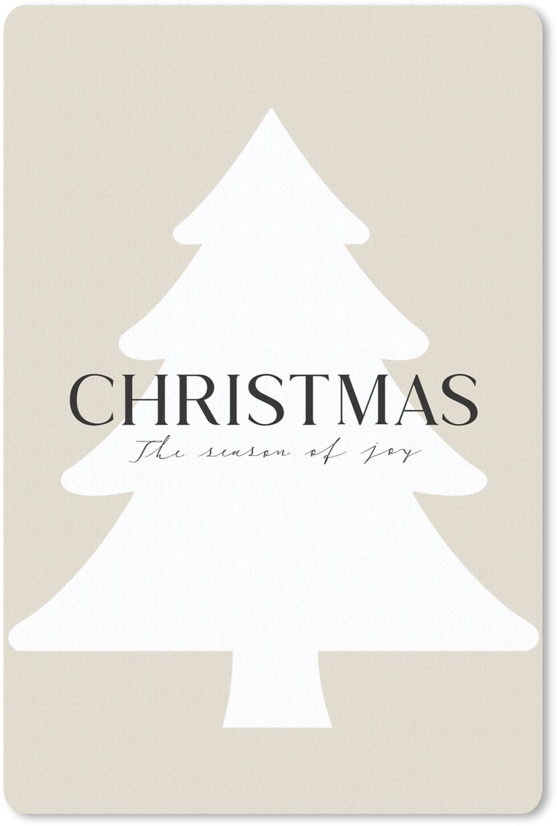 Muismat 18x27 cm - Mousepad Kerstboom - Japandi - Christmas - Beige - Muismatten