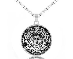 Medusa Ketting - Zilverkleurige Mythologie Talisman - Roestvrij Staal - Pax Amare