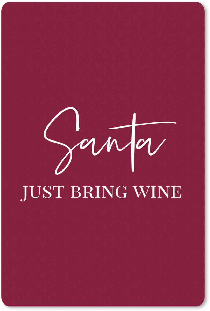 Muismat 18x27 cm - Mousepad Santa - Wine - Rood - Kerst - Kerstman - Muismatten