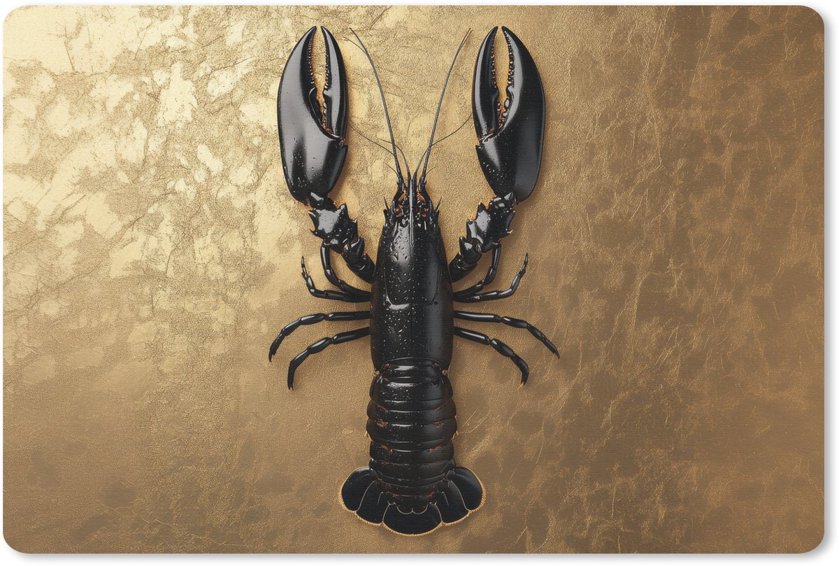 Muismat 27x18 cm - Mousepad Kreeft - Zwart - Goud - Luxe - Muismatten